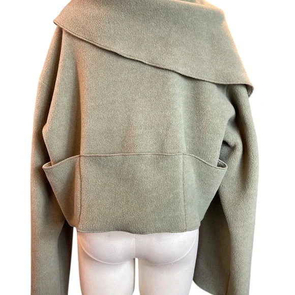 Giselle Shepatin Lagenlook Fleece Cropped Green Jacket One Size Fits All - Picture 4 of 7